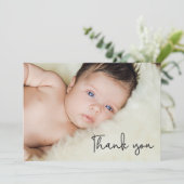 ベビーシンプル写真サンキュースクリプト誕生 案内状 (スタンド正面)