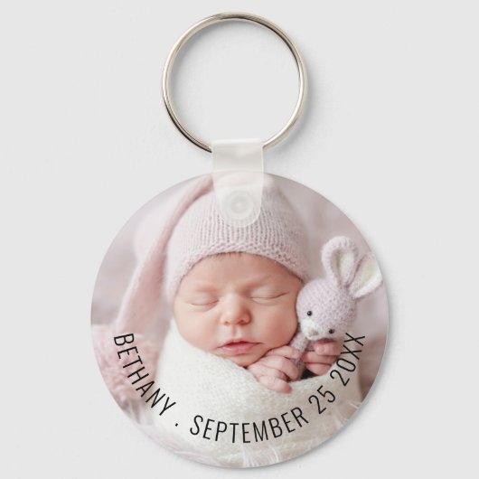 ベビーシンプル写真名生年月日 キーホルダー (正面)