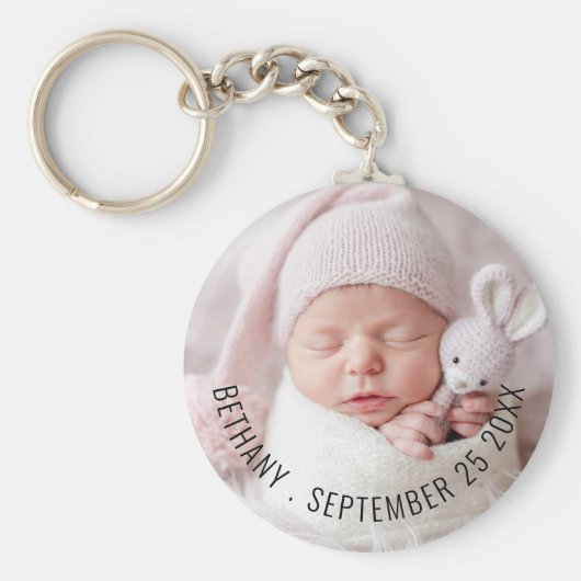 ベビーシンプル写真名生年月日 キーホルダー (正面)