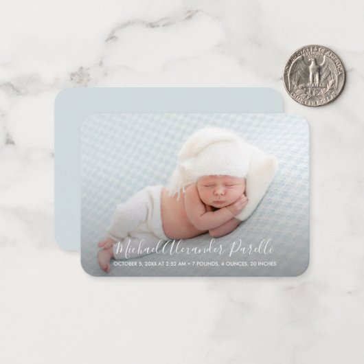 ベビーシンプル写真少子出産告知 ノートカード (正面/裏面インサイチュ)