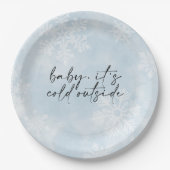 ベビーシンプル冬のベビーシャワー外は寒い ペーパープレート (正面)