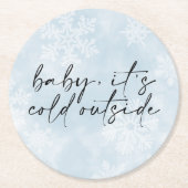 ベビーシンプル冬のベビーシャワー外は寒い ラウンドペーパーコースター (正面)