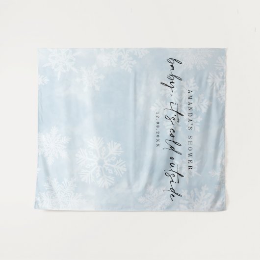 ベビーシンプル冬の外は寒い タペストリー (正面(横))