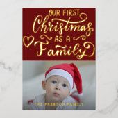 ベビーシンプル初めてのクリスマスフォトコラージュレッド 箔シーズンカード (正面)