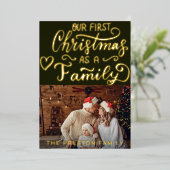 ベビーシンプル初めてのクリスマスフォトコラージンググリーン 箔シーズンカード (立ち正面)