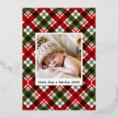 ベビーシンプル初めてのクリスマスフォトコラージンググリーン 箔シーズンカード (裏面)