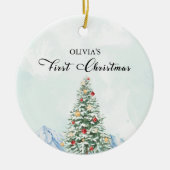 ベビーシンプル初めてのクリスマスフォトセラミック セラミックオーナメント (正面)