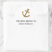 ベビーシンプル子金ゴールドグリッターいかり蔵書票 ラウンドシール (バッグ)