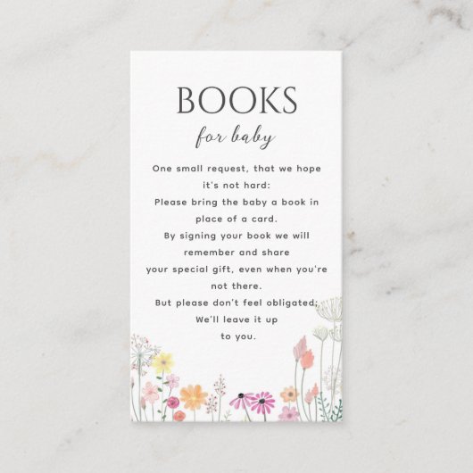 ベビーシンプル用ワイルドフラワー赤ちゃんシャワーブック エンクロージャーカード (正面)