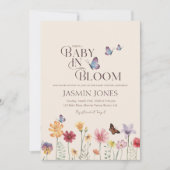 ベビーシンプル開花ワイルドフラワーベビーシャワー 招待状 (正面)