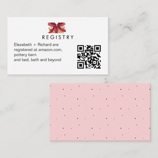 ベビーシンプルQRカード挿入用のギフトレジストリ エンクロージャーカード (正面/裏面)