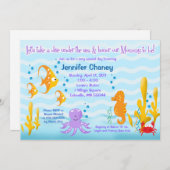 ベビーシークリッター5x7ベビーシャワー招待状 招待状 (正面/裏面)