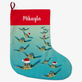 ベビーシータートルインサンタハッツクリスマスストッキング ラージクリスマスストッキング