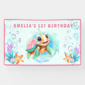 ベビーシータートルガール1st誕生日パーティー 横断幕 (横)