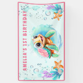 ベビーシータートルガール1st誕生日パーティー 横断幕 (縦)