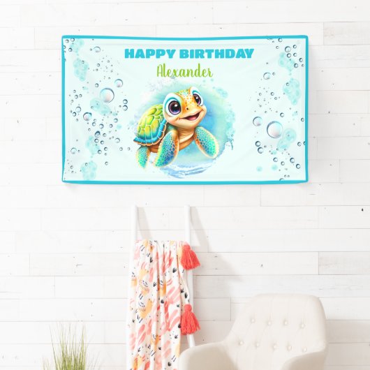 ベビーシータートルボーイ1st誕生日パーティー 横断幕 (インサイチュ)