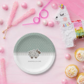 ベビーシープグリーン水玉模様ベビーシャワー ペーパープレート (パーティー)