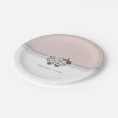 ベビーシープピンク水玉模様ベビーシャワー ペーパープレート (アングル)