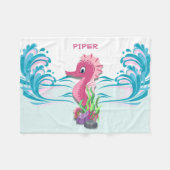 ベビーシーホース |ピンクパーソナライズされたフリースブランケット フリースブランケット (正面(横))