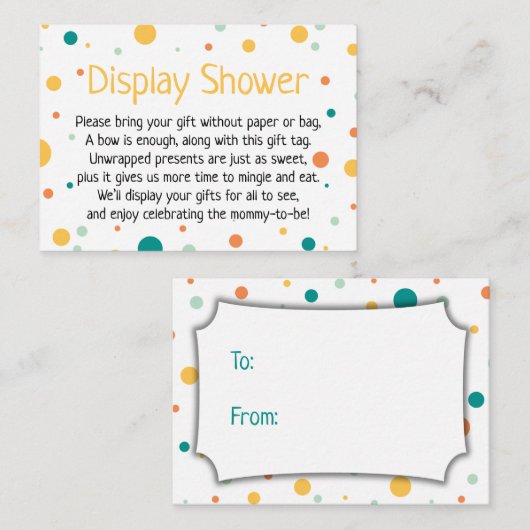 ベビーシ男女兼用ャワードットギフトカードを表示 エンクロージャーカード (正面/裏面)