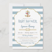 ベビーシ航海のャワーフローラいかりネイビーブルー 招待状 (正面)