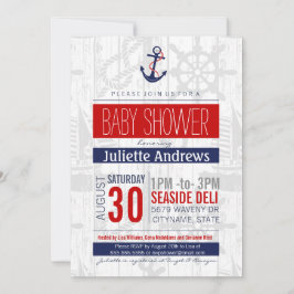 ベビーシ航海のャワー招待状、ボーイブルーレッドアホイ 招待状