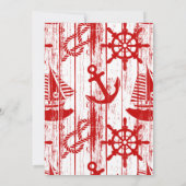 ベビーシ航海のャワー招待状、ボーイブルーレッドアホイ 招待状 (裏面)