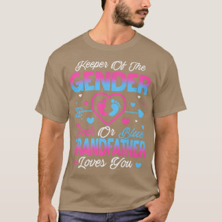 ベビージェンダーがシャワーのピンクまたは青い祖父を明らかにする Tシャツ