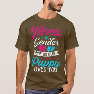 ベビージェンダーがシャワーピンクまたは青のパピーの愛を明らかにする Tシャツ
