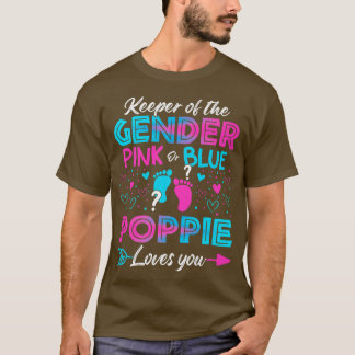 ベビージェンダーがシャワーピンクまたは青のポピーの愛を明らかにする Tシャツ