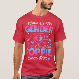ベビージェンダーがシャワーピンクまたは青のポピーの愛を明らかにする Tシャツ