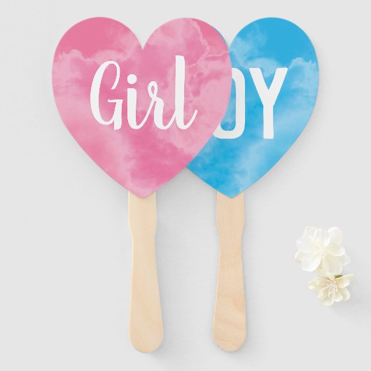 ベビージェンダーが煙の爆弾男の子ブルーピンク ハンドファン (正面&裏面)