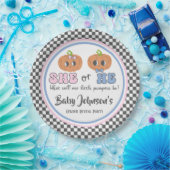 ベビージェンダーのリビール – かわいいGroovyカボチャ ペーパープレート (パーティー)