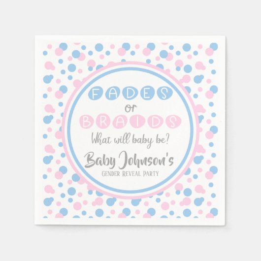 ベビージェンダーのリビール – フェードまたはブレイドナプキン スタンダードカクテルナプキン (正面)