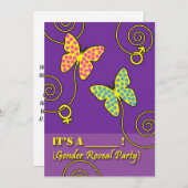 ベビージェンダーリビールパーティの招待状、蝶 招待状 (正面/裏面)