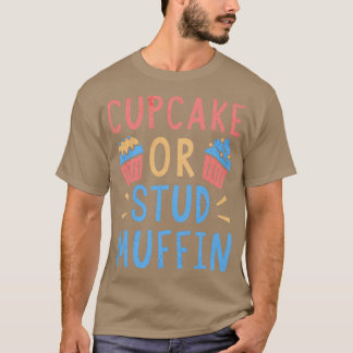 ベビージェンダーリビールパーティーカップケーキまたはスタッドマフィン Tシャツ