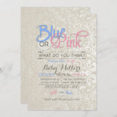 ベビージェンダーリビールパーティーサテンダマスク 招待状 (正面/裏面)