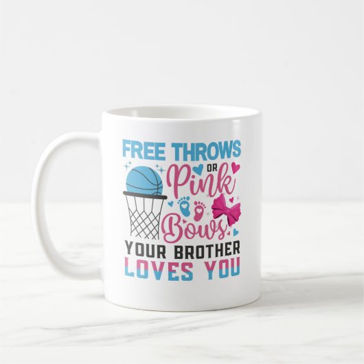 ベビージェンダーリビールフリー投げピンクの弓ブラザー コーヒーマグカップ (左)