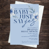 ベビージャストジーYesブルーフローラブライダルシャワー 招待状