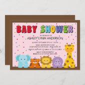 ベビージャングルアニマルズベビーシャワー招待状 招待状 (正面/裏面)