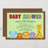 ベビージャングルアニマルズベビーシャワー招待状 招待状 (正面/裏面)