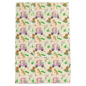 ベビージャングル動物ゴルフ赤ちゃんシャワー ミディアムペーパーバッグ (裏面)