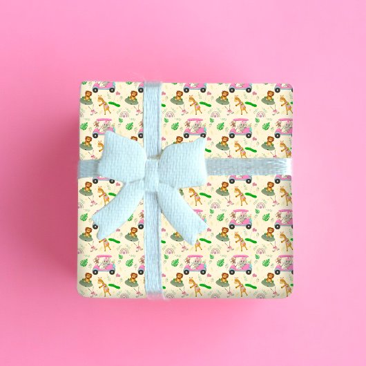 ベビージャングル動物ゴルフ赤ちゃんシャワー ラッピングペーパーシート