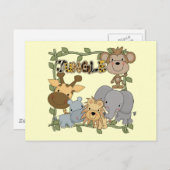 ベビージャングル動物Tシャツとギフト ポストカード (正面/裏面)