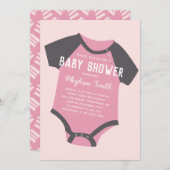 ベビージャンプスーツ|ピンク|ベビーシャワー招待状 招待状 (正面/裏面)