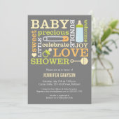 ベビージャンプベビーシャワー招待状の黄色 招待状 (スタンド正面)