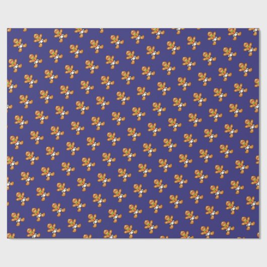 ベビージンジャーパン甘いクリスマスオンネイビーブルー ラッピングペーパー (フラット)