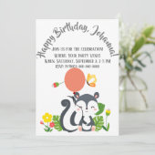 ベビースカンクバタフライ&フラワーズ誕生日 招待状 (スタンド正面)