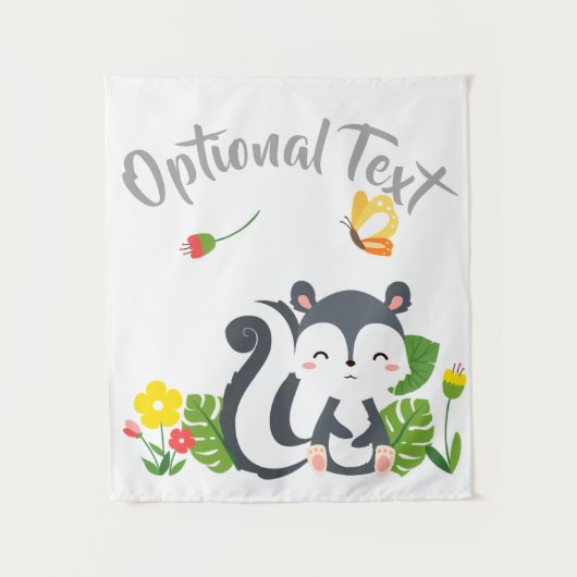 ベビースカンク、蝶と花 タペストリー (正面)