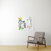 ベビースカンク、蝶と花 タペストリー (インサイチュ(横))